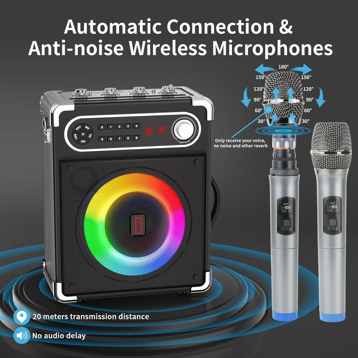 Draagbare Karaokemachine, 15W Diepe Bas Mini-Karaokeluidspreker Met 2