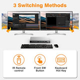 KVM Switch 2 Monitors 2 Computers, UHD 4K@60Hz KVM Switch HDMI 2 Port, Extended Display KVM Switches with 3 USB Ports, L/R Audio, Remote & Hotkey & Button Switching PC, Support EDID