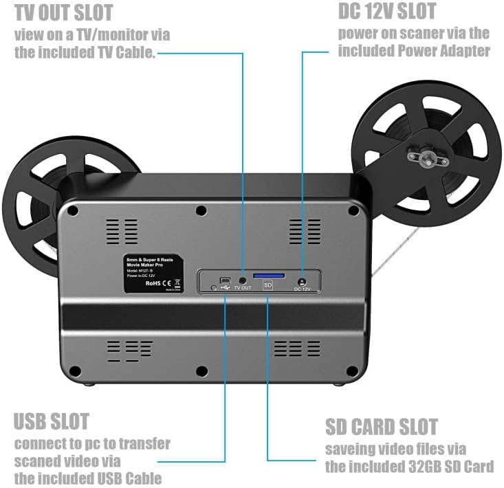 8mm & Super 8 Film to Digital Converter, Film Scanner with 2.4