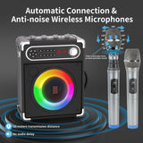 Bluetooth 5.1 Portable Karaoke Machine with two Wireless Microphones