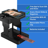 Mobile Film Scanner 35mm, Positive Slide & Negative Scanner Photo Scanner Converts 35mm Slides & Negatives to Digital Photos (2AA Batteries Included)
