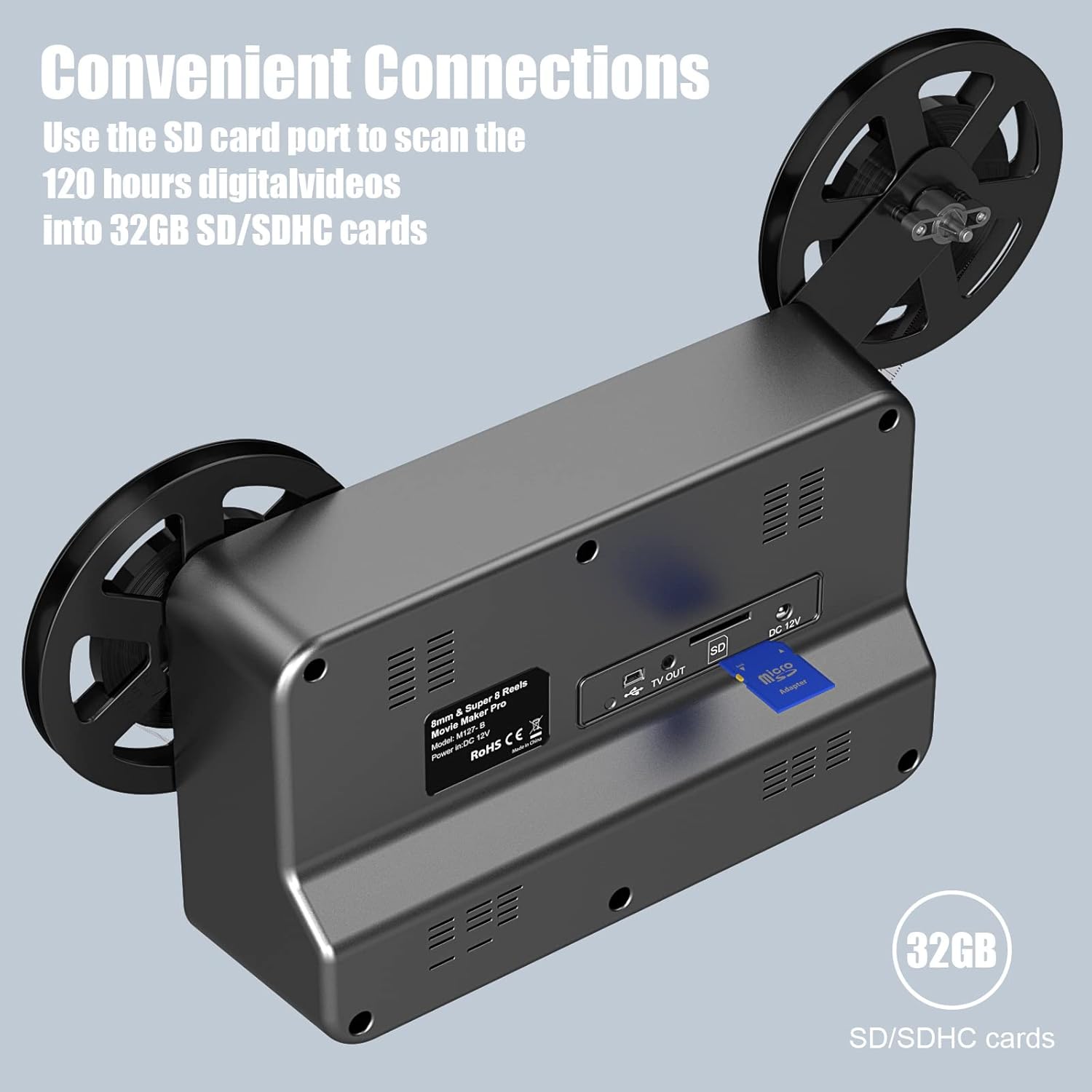 8mm & Super 8 Film to Digital Converter, Film Scanner with 2.4