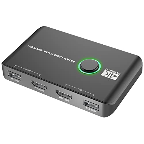 Conmutador KVM USB3.0 De 2 Puertos HDMI, 4K@60Hz KVM Switch 1 Monitores