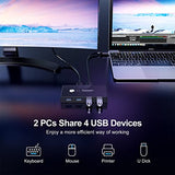 Rybozen USB 3.0 Switch Selector,KVM Switch Adapter 2 Computer Sharing 4 USB Devices, Peripheral Hub Box for Mouse Keyboard Scanner Printer PC, with One Button Swapping and 2 Pack USB 3.0 Cable