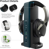 Mersoco Wireless Headphones for TV Watching with 2.4G Digital RF Transmitter Charging Dock Hi-Fi Soft Over-Ear Headset Ideal for Seniors or own Zone,Easy Plug and Play 160ft Range No Audio Delay Gifts