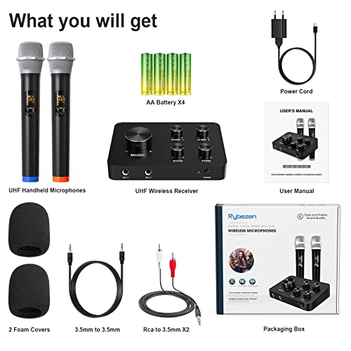 Système Micro Karaoké Sans Fil 16 Canaux Sound Town SWM16-PRO – 2 Micros Main + Entrées Optique/AUX, Compatible TV Barre Son Home Cinéma