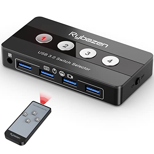 Dropship USB 3.0 Sharing Switch Selector 4 Port 2 Computers Peripheral  Switcher For PC; Printer; Scanner; Mouse; Keyboard With 2 Pack USB Cable  Support Keyboard Switching And Mouse Switching to Sell Online