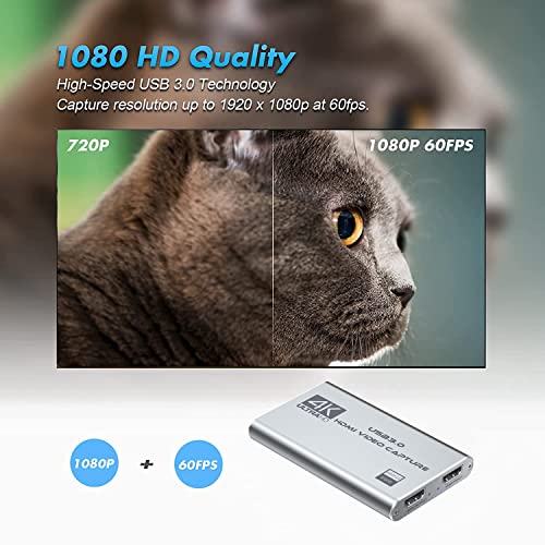 Produktbild von Gaming-Capture-Karte, USB 3.0 Auf HDMI, 4 K, Ultra HD, Für DSLR Action